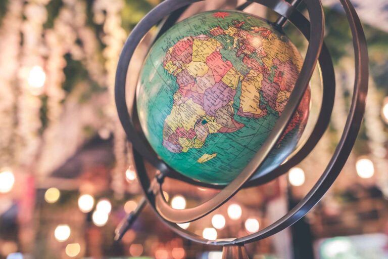 Photo of a globe of the world.